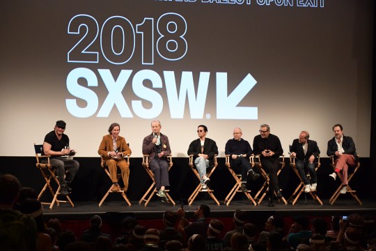 AUSTIN, TX - MARCH 17: Robert Rodriguez, Wes Anderson, Bill Murray, Kunichi Nomura, Bob Balaban, Jeff Goldblum, and Jeremy Dawson attend the 