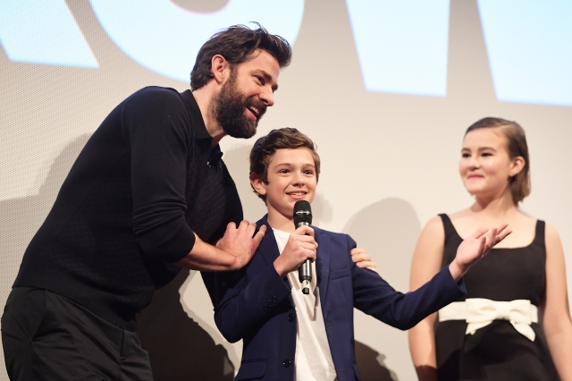 John Krasinski, Noah Jupe,and Millicent Simmonds at the Q&A for A Quiet Place.