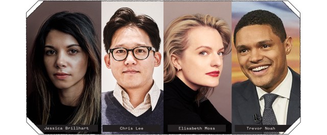 Speaker photos (l-r): Jessica Brillhart, Chris Lee, Elisabeth Moss, and Trevor Noah