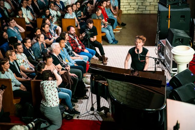 Amanda Palmer - SXSW 2019 - NPR Tiny Desk Showcase - Photo by Aaron Rogosin Amanda Palmer performs onstage at NPR Tiny Desk Concert at Central Presbyterian Church.