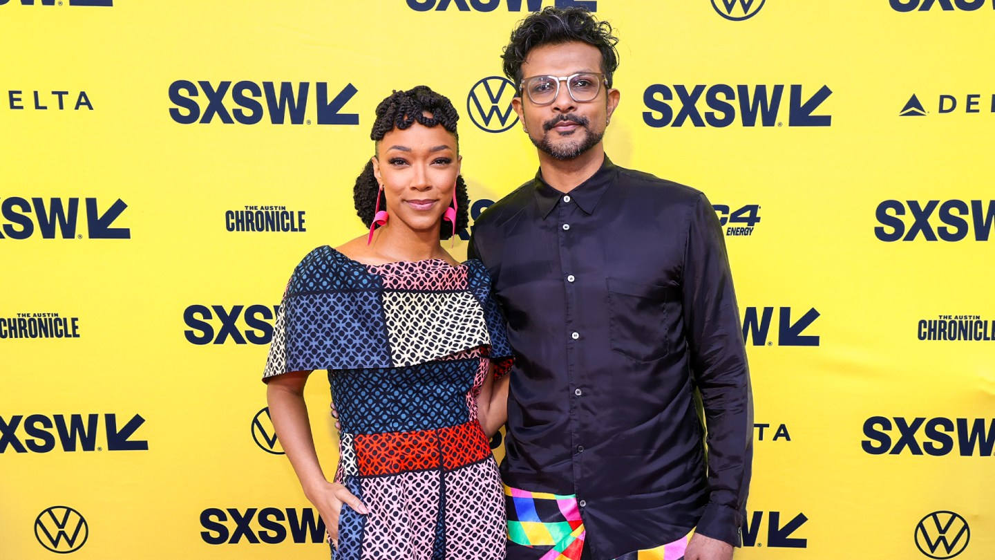 Sonequa Martin-Green and Utkarsh Ambudkar at the My Dead Friend Zoe SXSW 2024 World Premiere - Photo by by Diego Donamaria